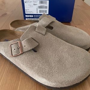 Birkenstock Boston Soft Footbed Suede Leather Taupe